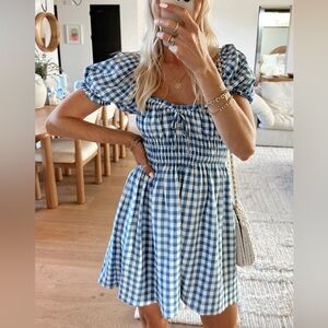 Show me your mumu x Amanda Stanton blue gingham dress XL like new
